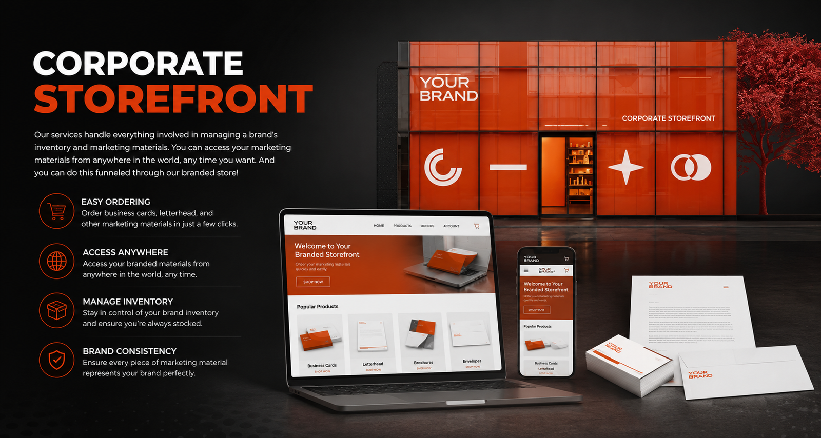 Make your store front stand out — a high-quality, vibrant and inviting storefront with impactful designs