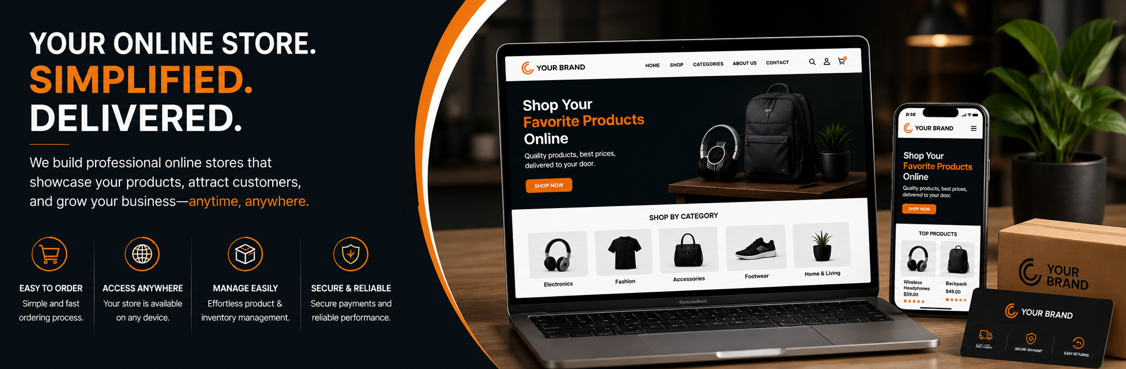 Make your store front stand out — a high-quality, vibrant and inviting storefront with impactful designs
