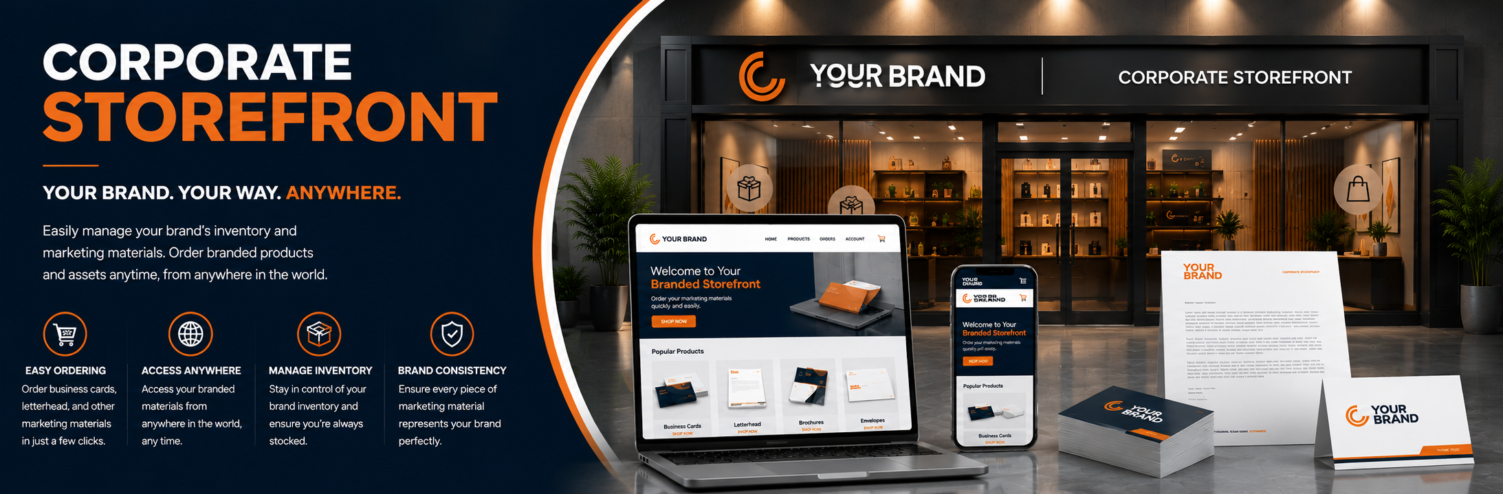 Make your store front stand out — a high-quality, vibrant and inviting storefront with impactful designs
