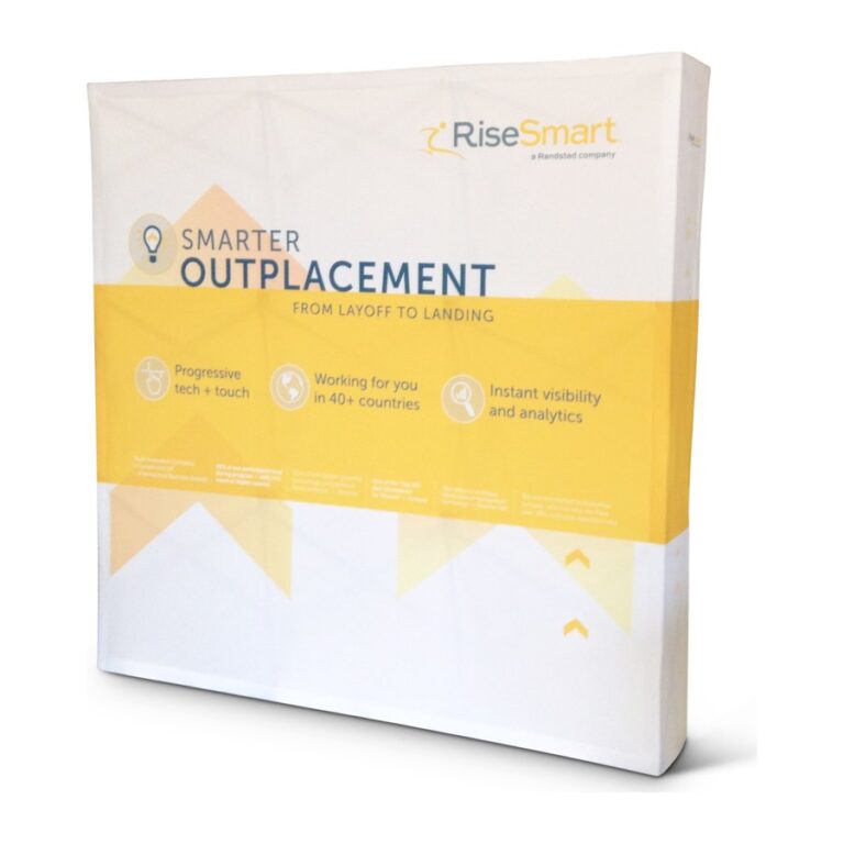 RiseSmart printed fabric display for Smarter Outplacement, produced by PLC Print