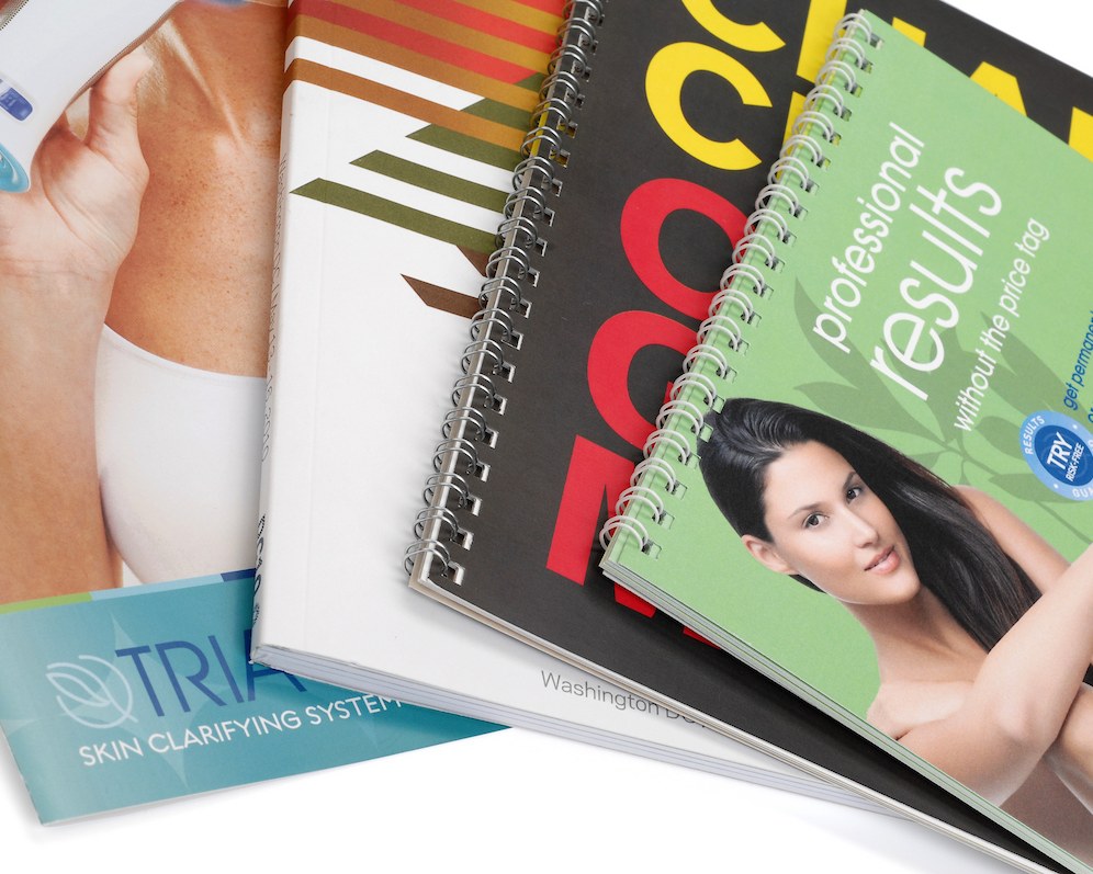Printed catalogs and spiral-bound books produced by PLC Print