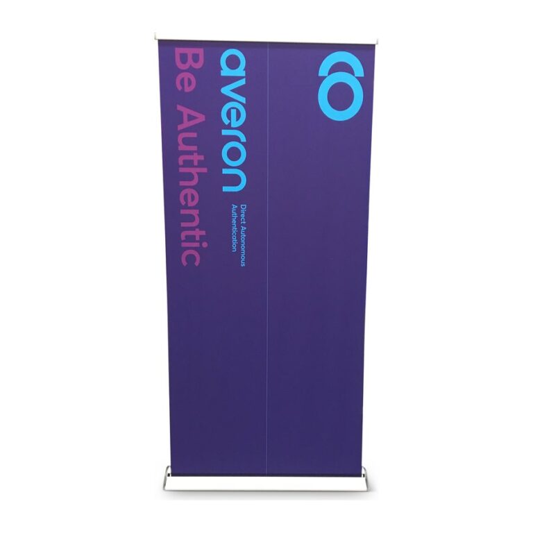 Averon retractable banner stand, produced by PLC Print