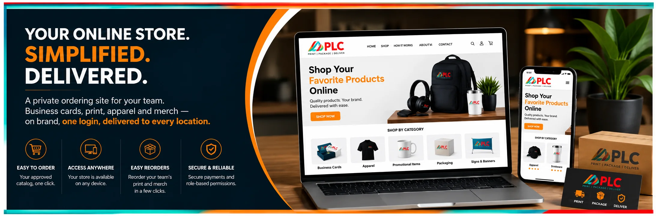 Corporate storefront by PLC Print: a private ordering site for your team