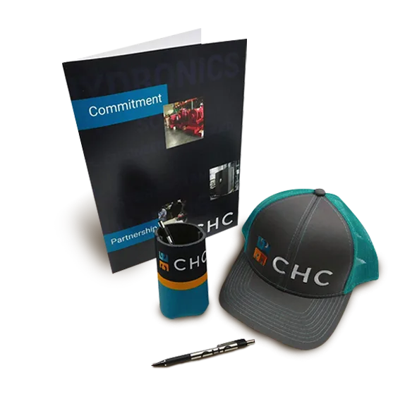 Trade Show Kit: Folder, Can Cooler, Cap and Pen by PLC Print
